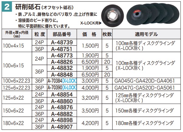 マキタ（makita） 研削砥石（オフセット砥石） 外径180×厚6×内径22 36P 