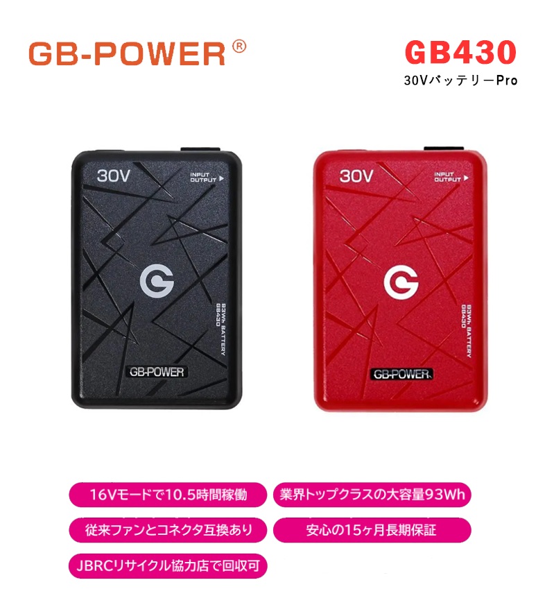 GB-POWER 30V バッテリー ファンセット GB-POWER 30Vバッテリーセット ＜GB430＞ ファン別売り 【CyoshinJapan