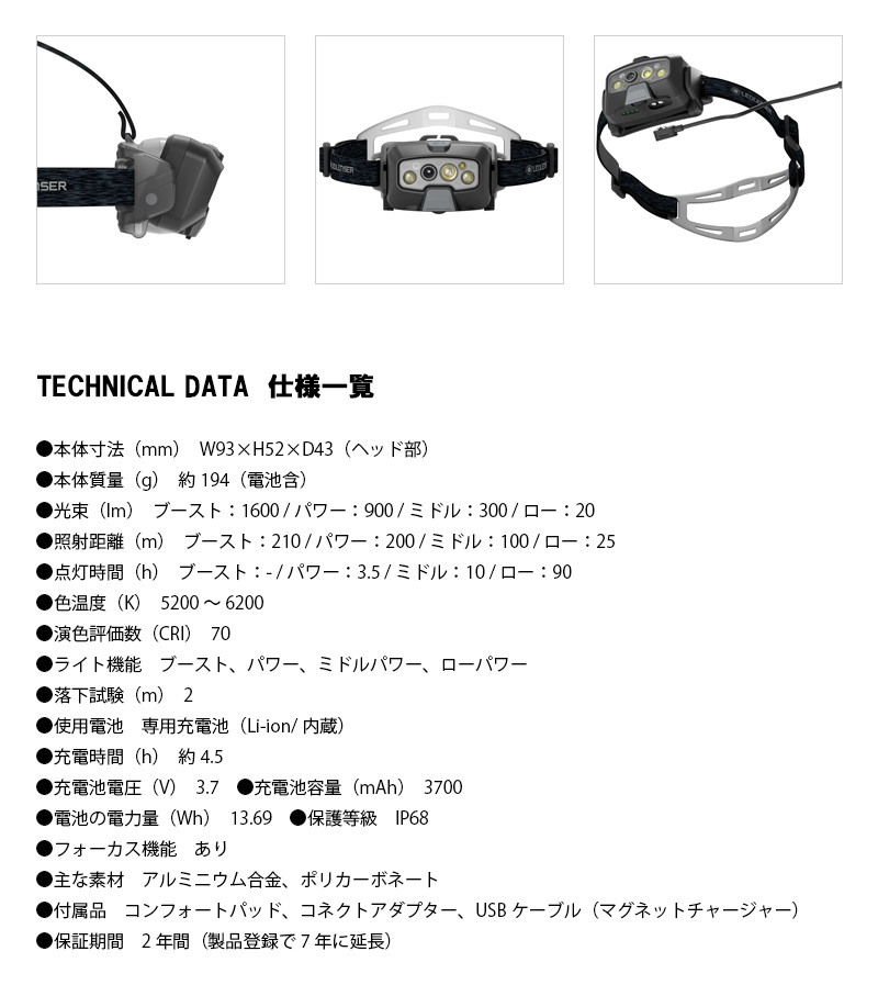 専用品 ハイブリッド LEDLENSER ヘッドライト ＜HF8RCORE＞ レッドレンザー