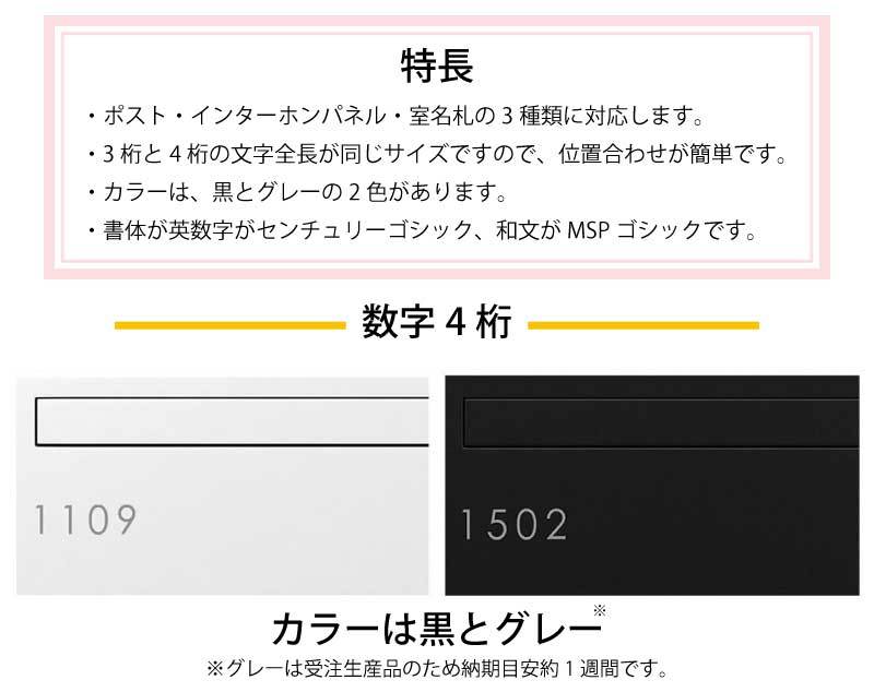オプション品）ナスタ ルームナンバー 切文字シールタイプ 数字