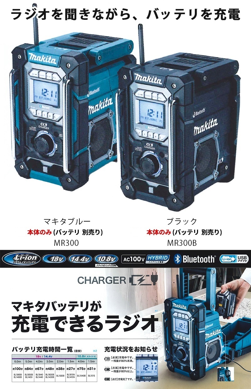 マキタMR300Bラジオ マキタ MR300 充電機能付ラジオを【徹底解説】