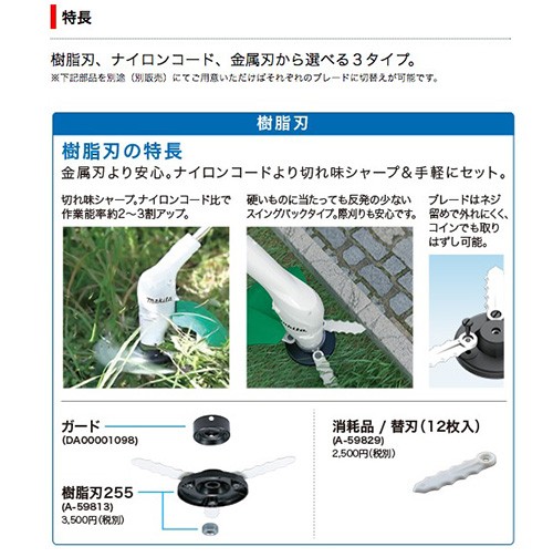 マキタ 草刈機 ＜MUR2600N＞ AC100V 樹脂刃 ループハンドルタイプ ロック付きツナギコード10m 消費電力320W 刈込幅255mm :  10202392 : カイノス Yahoo!ショッピング店 - 通販 - Yahoo!ショッピング