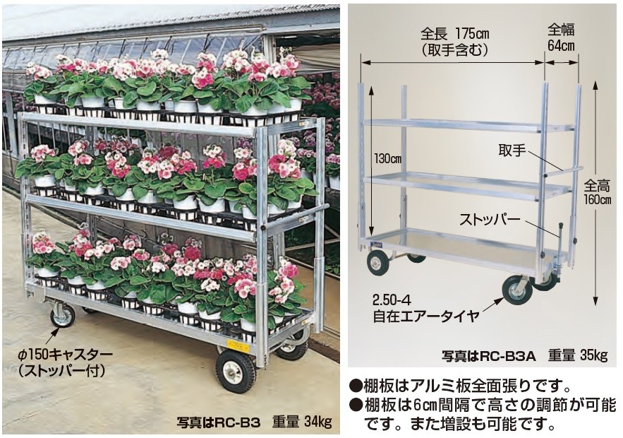 ☆国内最安値に挑戦☆RC-B3 ハラックス ラックスカーゴ アルミ製フラコン台車RC-B3 農業用