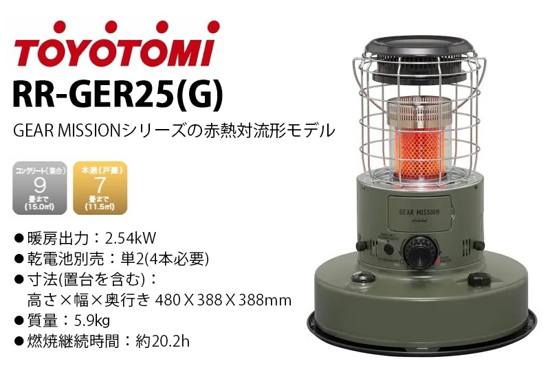 TOYOTOMI（トヨトミ） 対流式 石油ストーブ ＜RR-GER25(G)＞ オリーブ