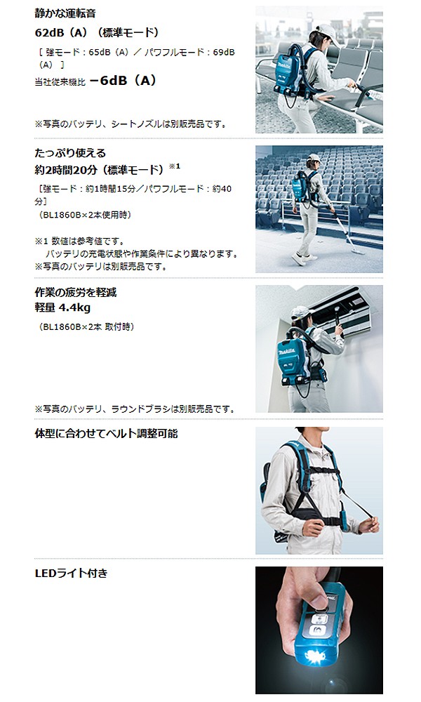 マキタ（makita） 充電式背負いクリーナー 36V ＜VC261DZ＞ 業務用掃除
