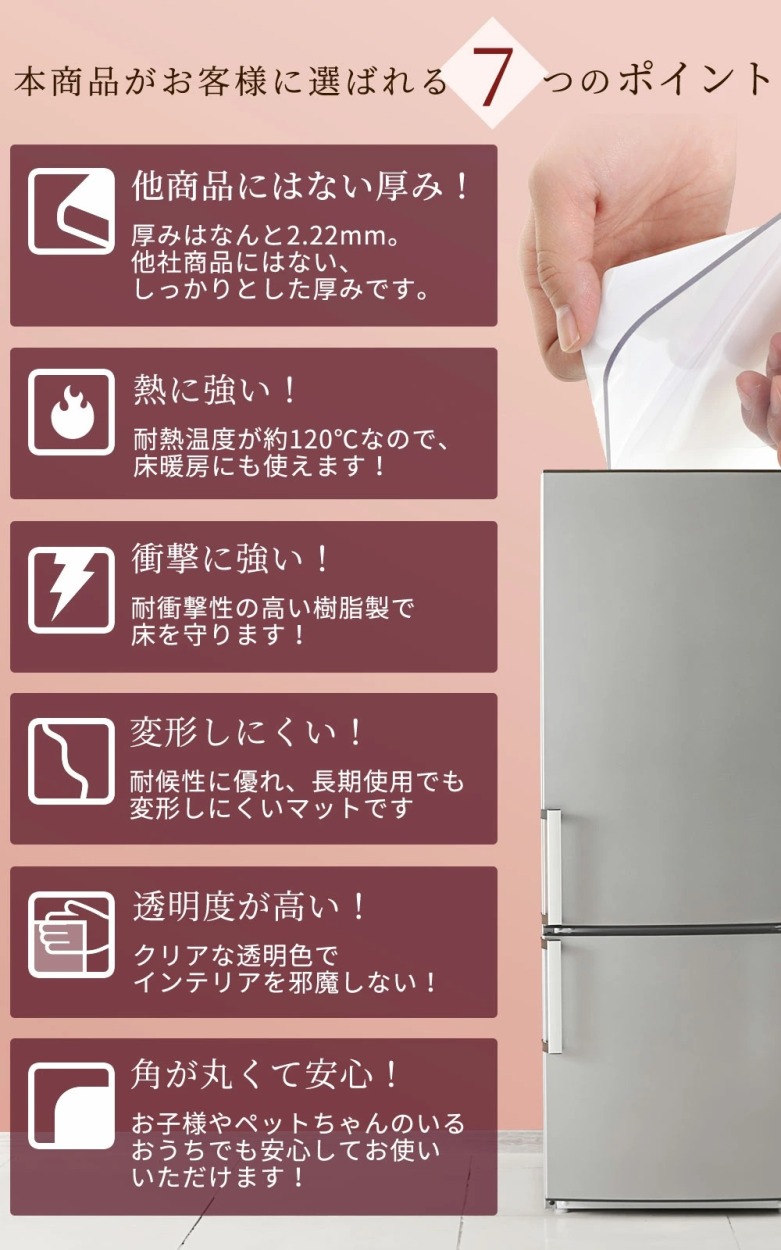 冷蔵庫マット キズ防止 汚れ防止 マット 下敷き 透明