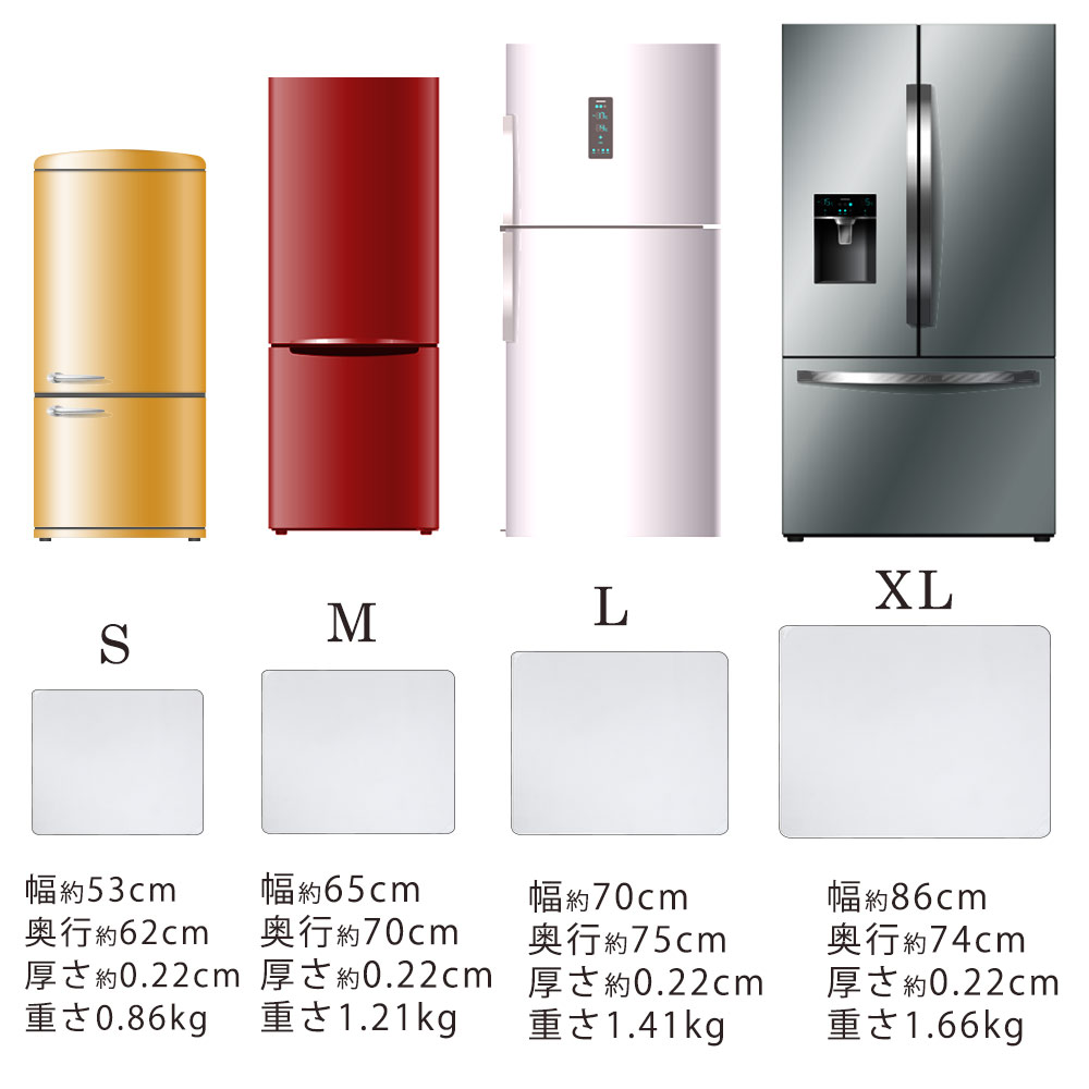 冷蔵庫マット S 透明 （幅53×奥行62×厚さ0.22cm） 傷防止 キズ 汚れ 