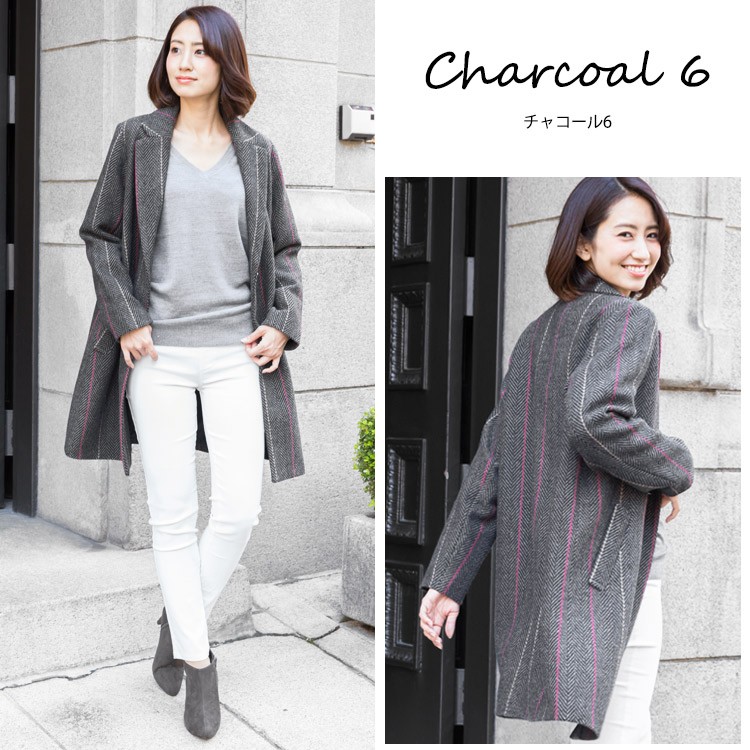 大人コート レディース アウター チェックチェスターコート フェイク