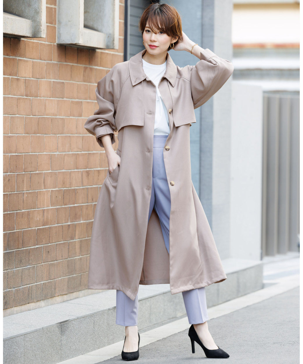 yuko1023スプリングコート 撥水ボリュームモッズコート 撥水ボリュームモッズコート(FREE BEIGE): アウター｜URBAN