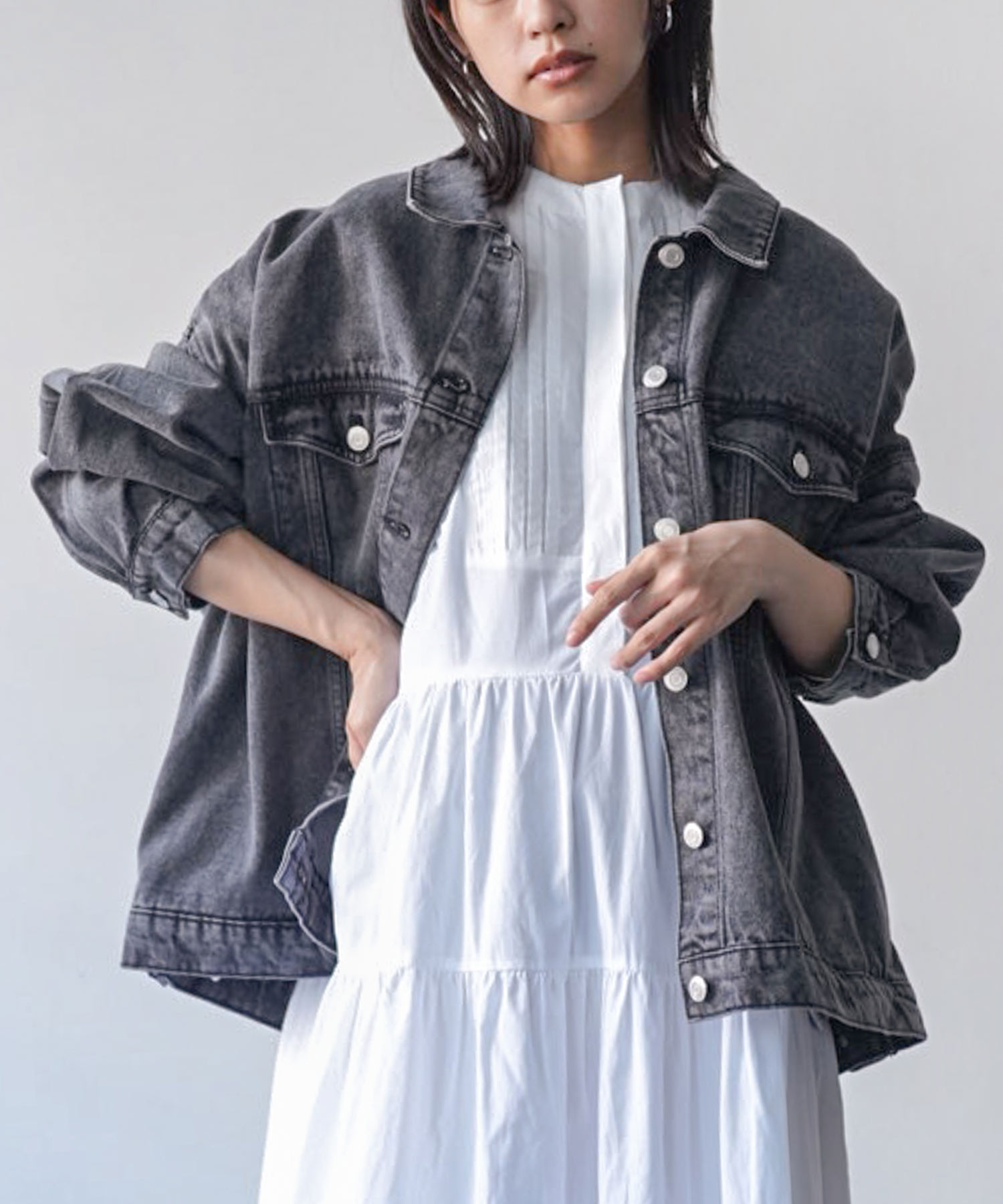 ビッグシルエットジャケット レディース 前開き トップス ライト