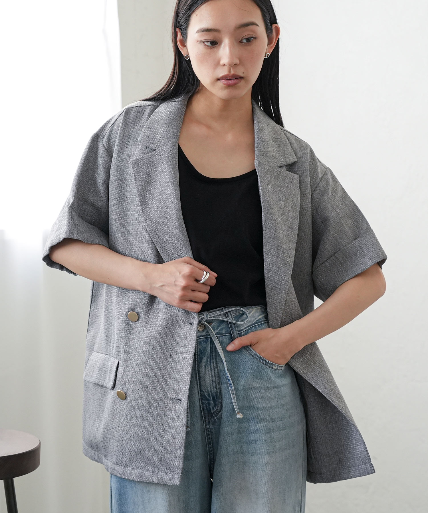 mili an deni（ミリアンデニ） 半袖サマーツィードジャケット 半袖