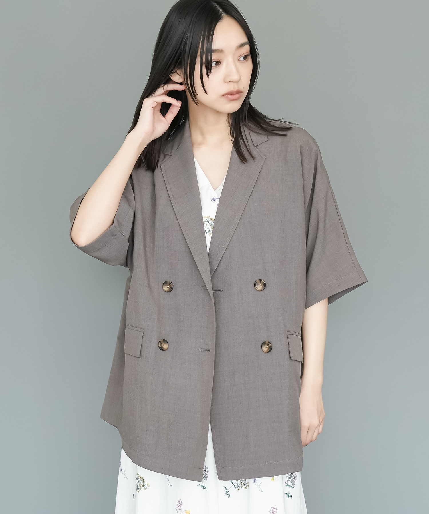 ジュンアシダ 半袖 ジャケット 麻 刺繍 jun ashida ジュンアシダ 半袖 リネン 麻 刺繍 ジャケット