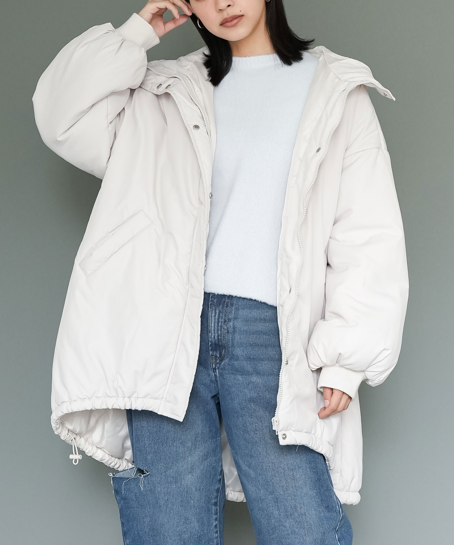 mili an deni（ミリアンデニ） ミドル丈中綿モンスターパーカー 中綿