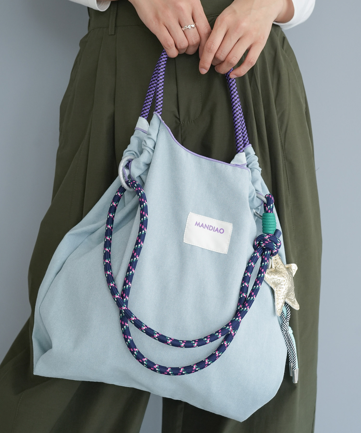 ショルダーバッグ チャーム付き3WAYロープバッグ ロープ/チャーム付き