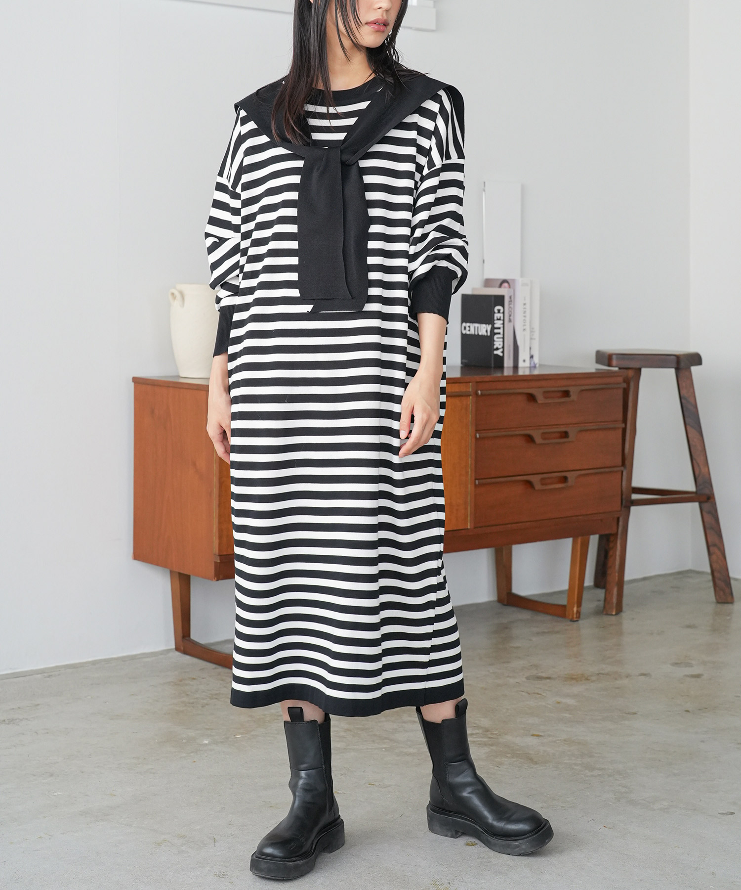 mili an deni（ミリアンデニ） セーラーニットワンピース ニット