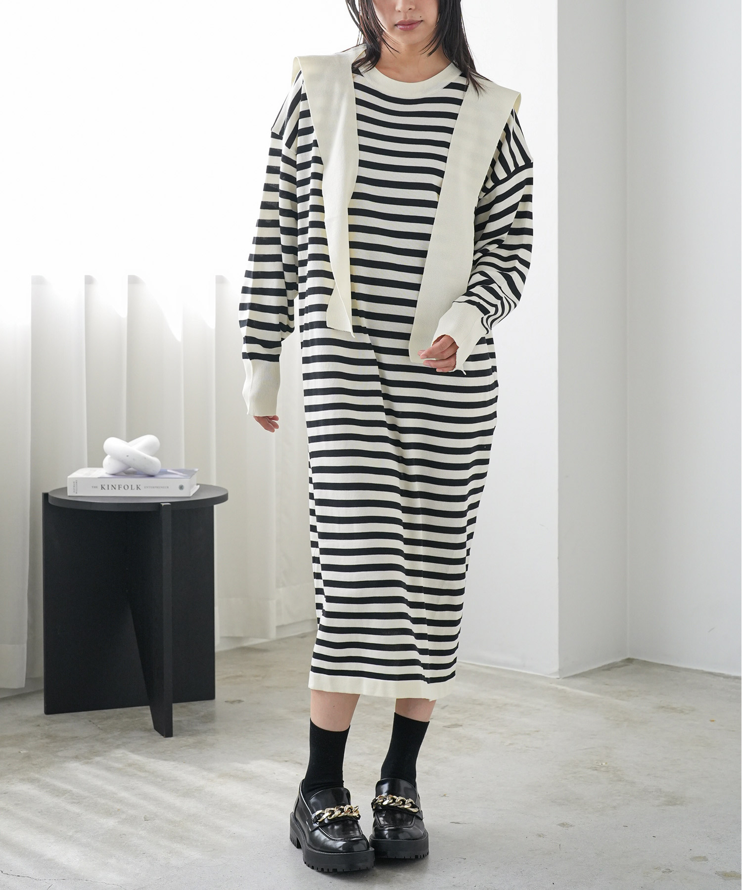 セーラーニットワンピース ニットワンピース ボーダーワンピース