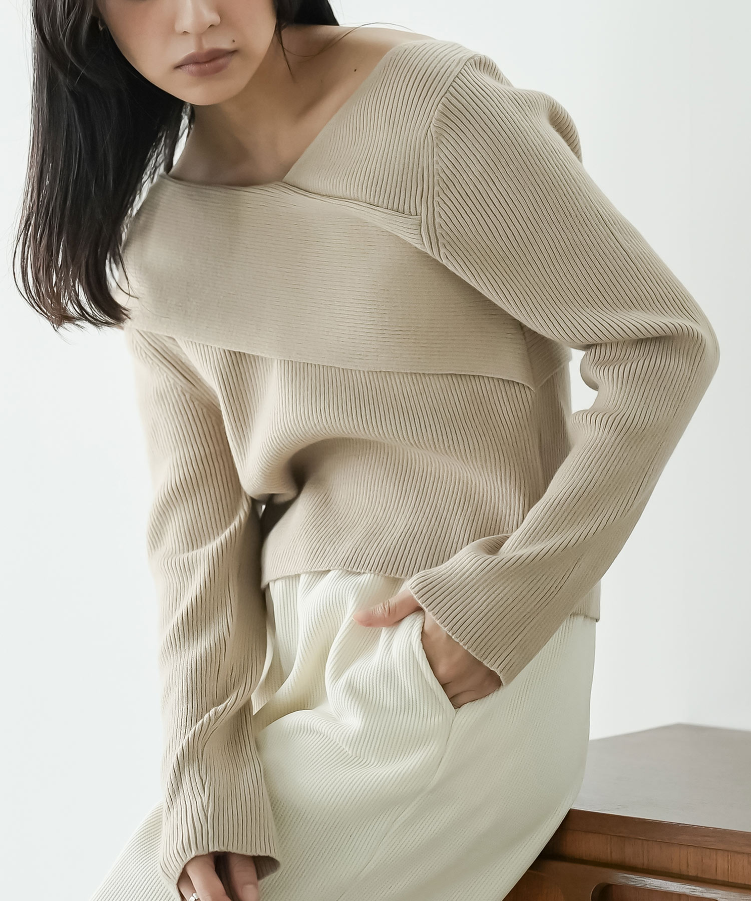 mili an deni（ミリアンデニ） アシメニットトップス アシンメトリー 