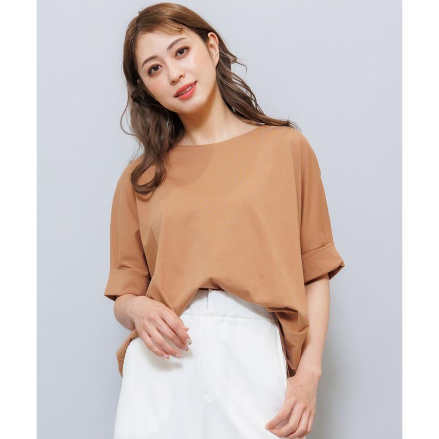 5分袖ドルマントップス レディース トップス コットン 綿100% 半袖 クルーネック ゆったりTシャツ (郵2) ポイント消化|mili|23