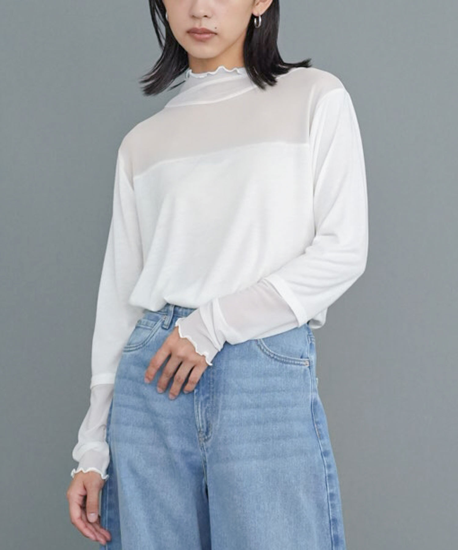 YUEQI QI ユェチチ　カットソー　トップス　長袖　パワーネット Amazon.co.jp: パワーネット トップス タートルネック 長袖