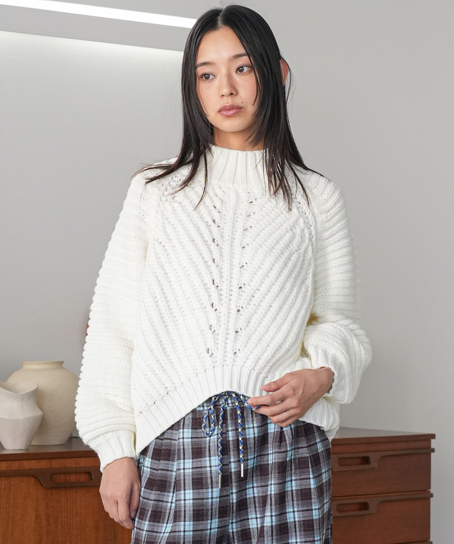 mili an deni（ミリアンデニ） 畦編みハイネックニットプルオーバー