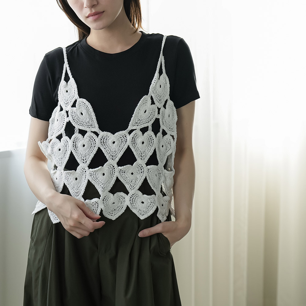 mili an deni（ミリアンデニ） ハートクロシェキャミ+Tシャツセット