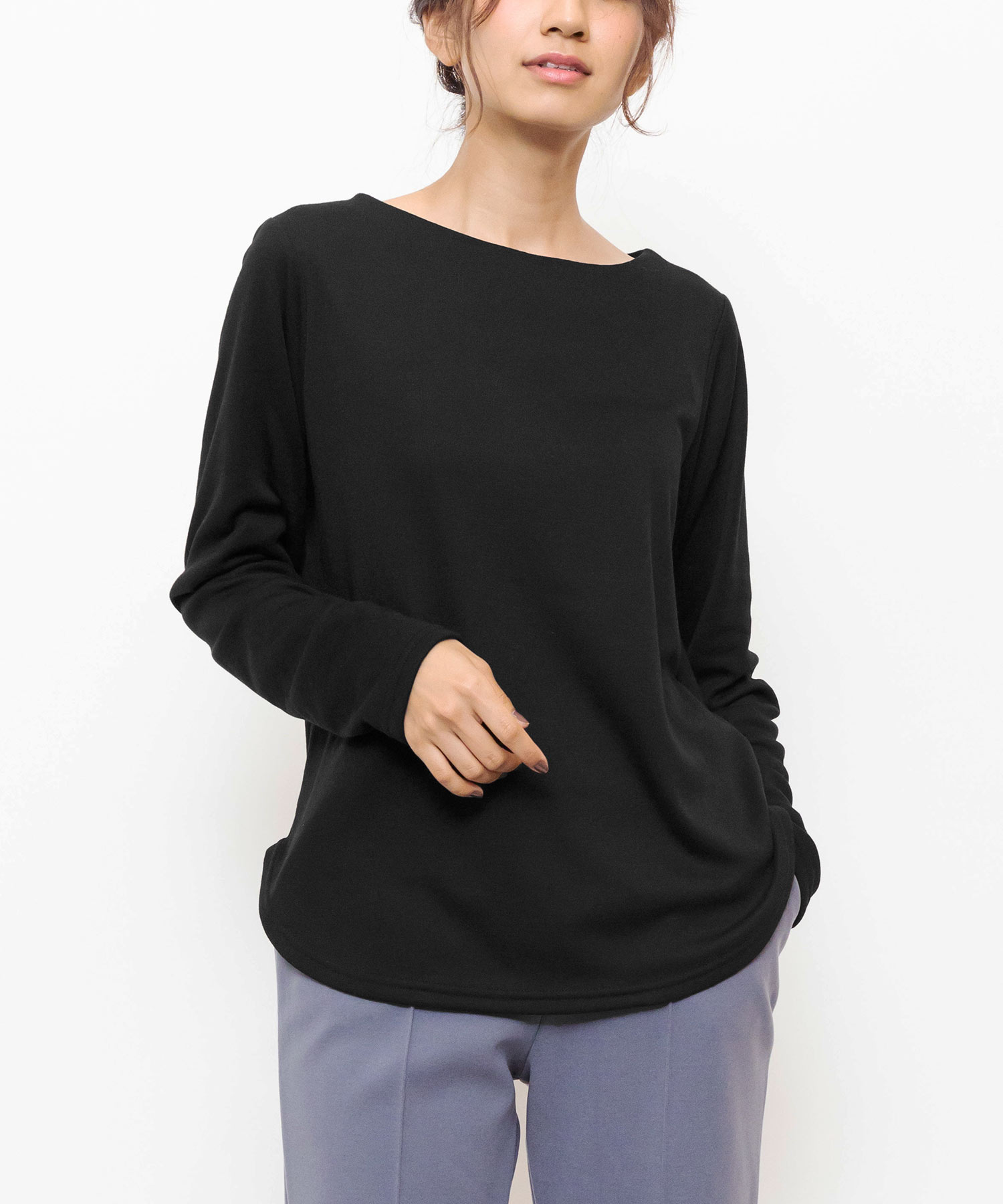 tシャツ レディース　アウタートップス　長袖 レディース トップス Tシャツ レディース 長袖Tシャツ シアバター加工 裏微