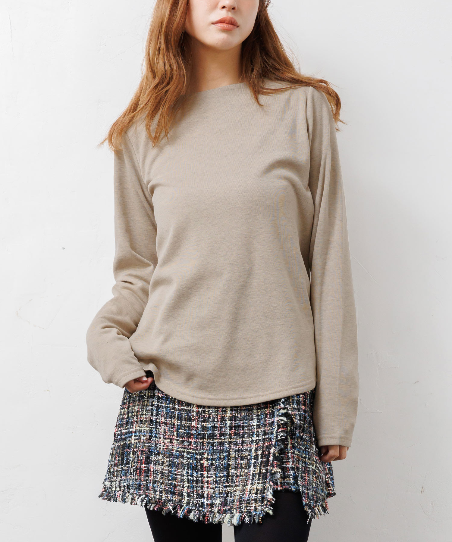 売れ筋商品|||アンナ フィールド Tシャツ レディース トップス Long sleeved top - mottled beige トップス Tシャツ レディース 長袖Tシャツ シアバター加工 裏微