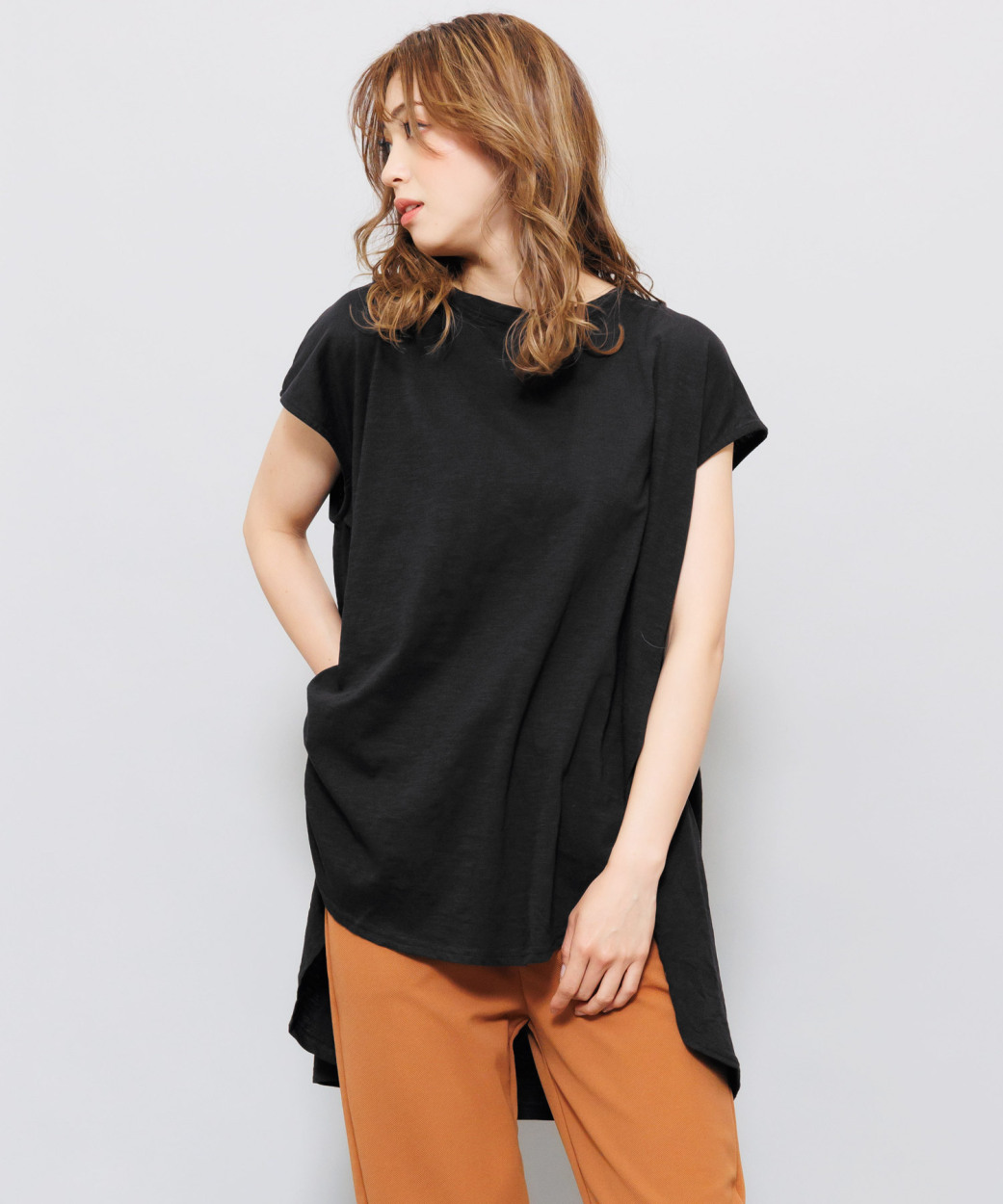 タックTシャツ レディース トップス 半袖Tシャツ 綿100% スラブ