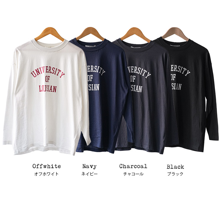 カレッジプリントロンT レディース トップス 長袖 カットソー
