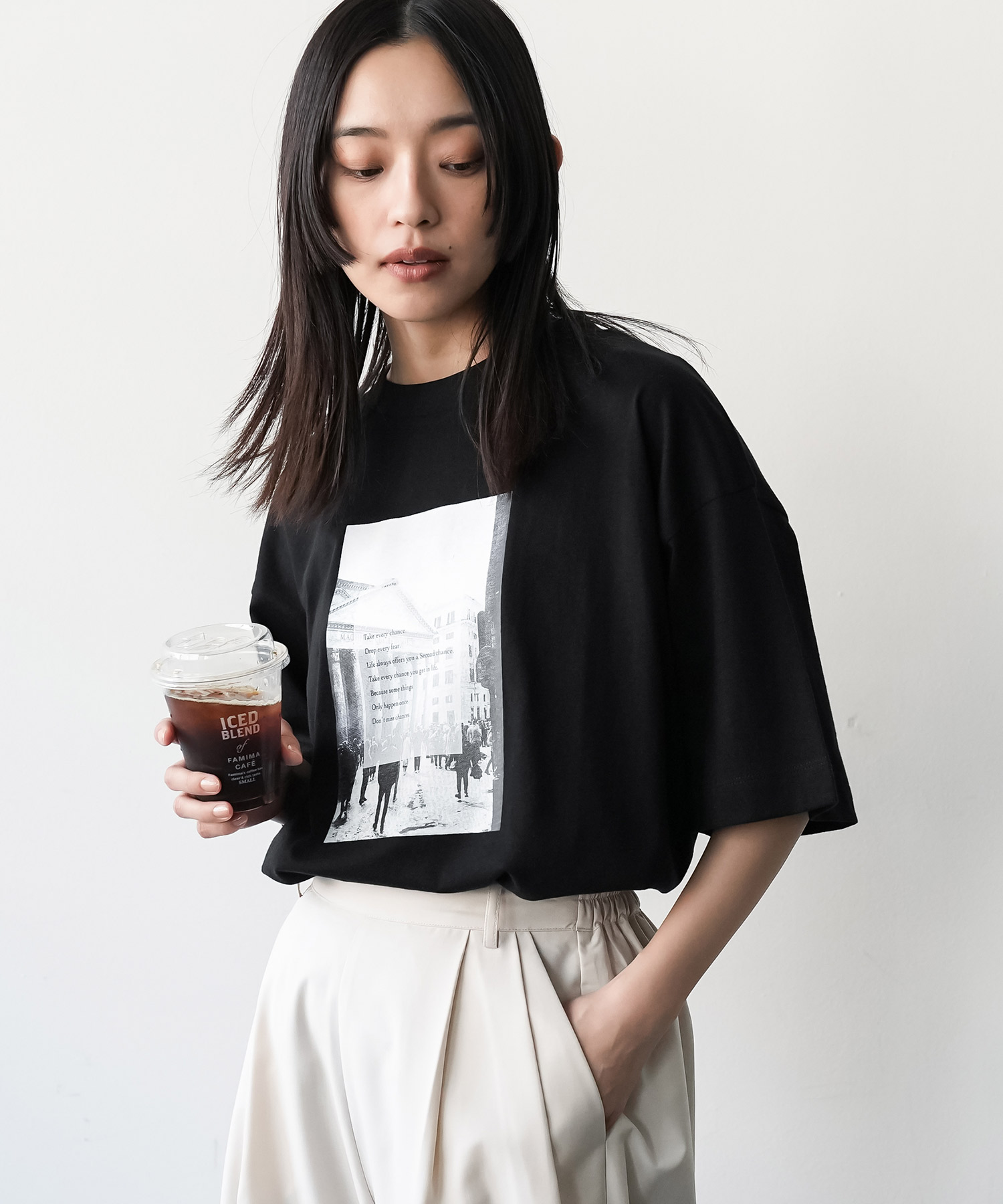 半袖フォトプリントTシャツ フォトプリントT  オーバーサイズＴ  半袖Tシャツ  綿１００％T  レディース (郵2) ポイント消化 | ブランド登録なし | 01