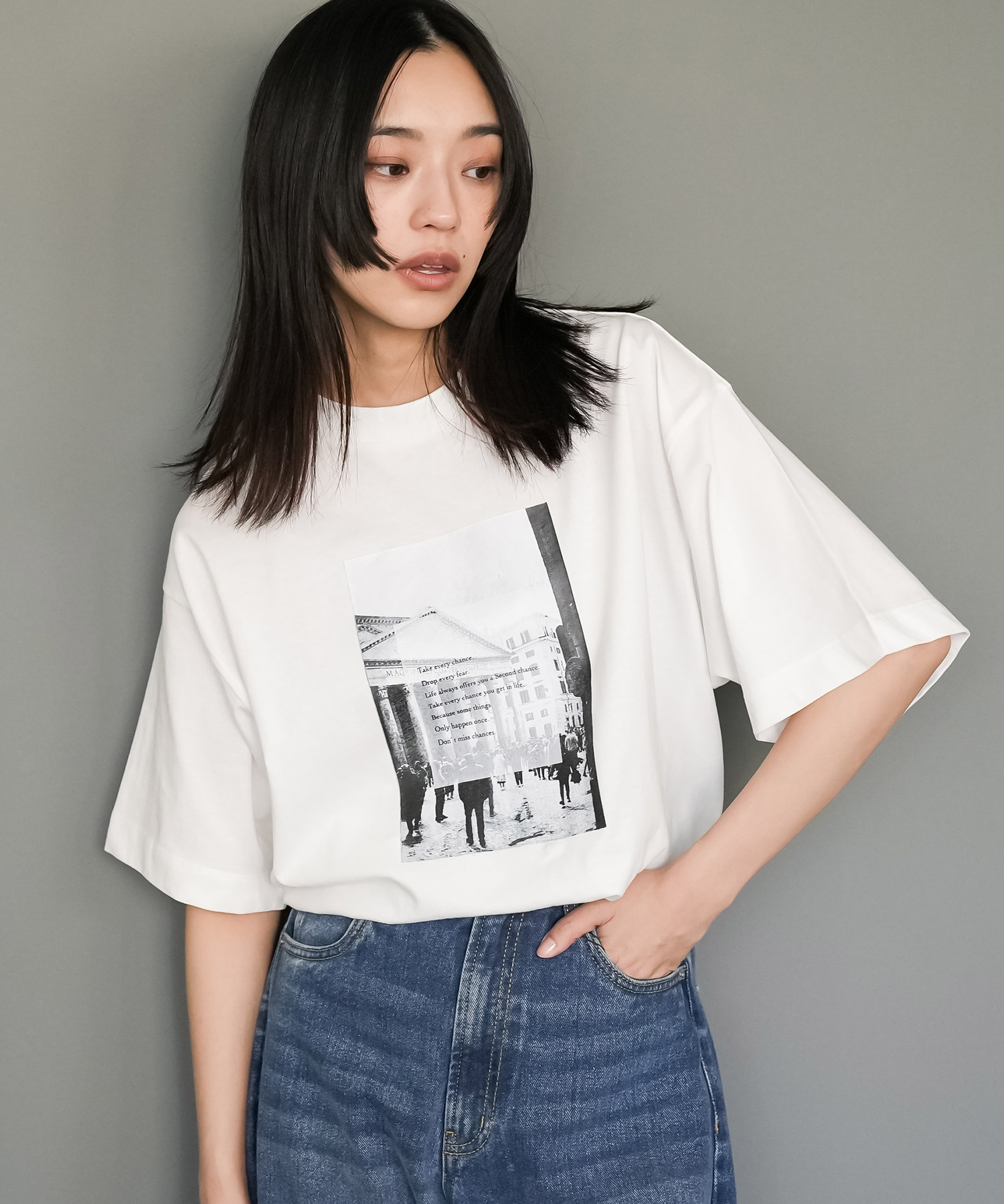 半袖フォトプリントTシャツ フォトプリントT  オーバーサイズＴ  半袖Tシャツ  綿１００％T  レディース (郵2) ポイント消化 | ブランド登録なし | 03