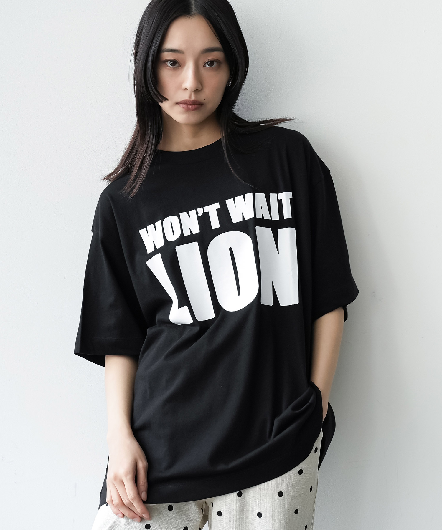 半袖ビッグロゴプリントTシャツ ビッグフォントT ロゴT オーバー