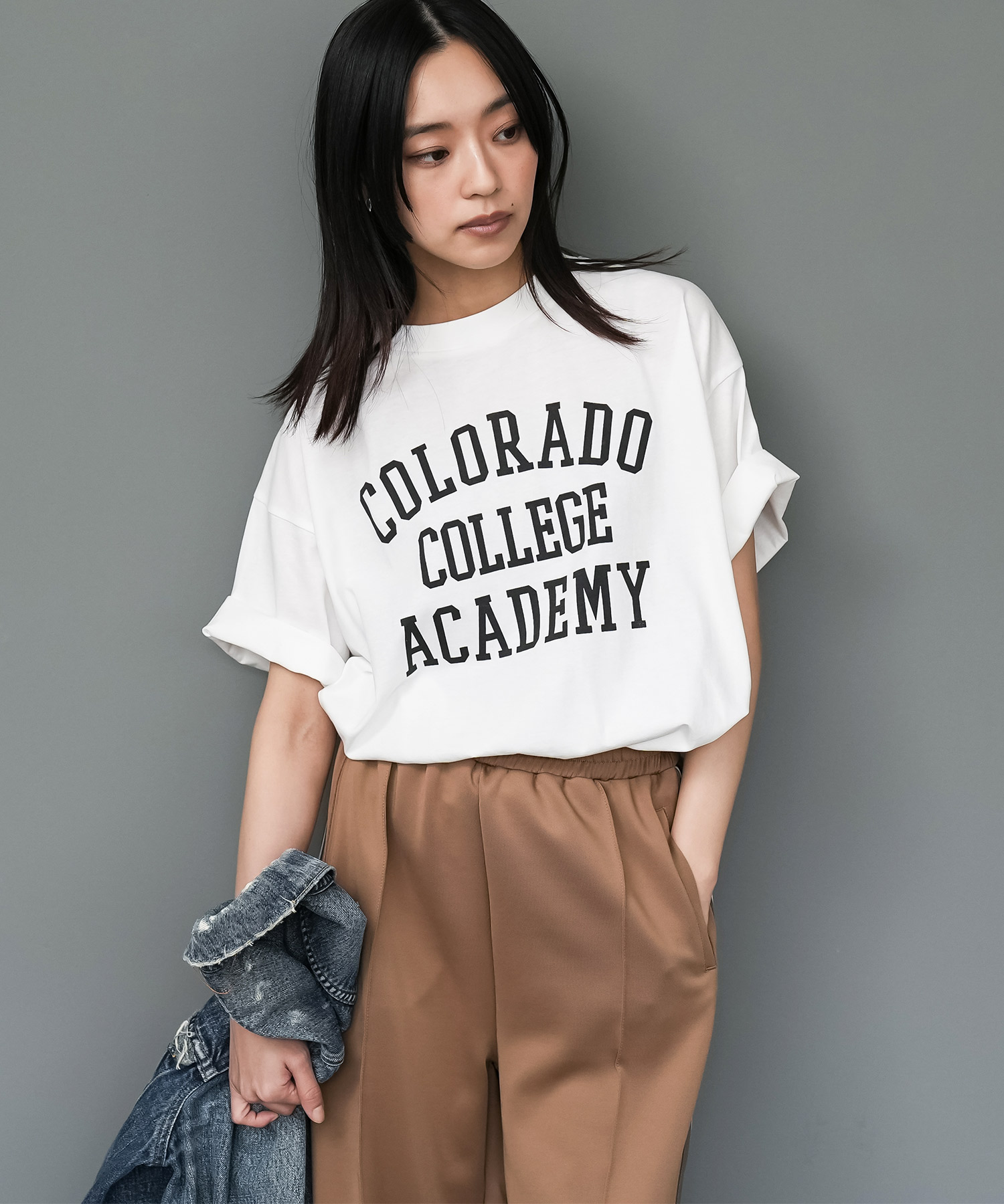 半袖カレッジプリントTシャツ  カレッジフォントT  オーバーサイズＴ  半袖Tシャツ  綿１００％T  レディース (郵2) ポイント消化 | ブランド登録なし | 03
