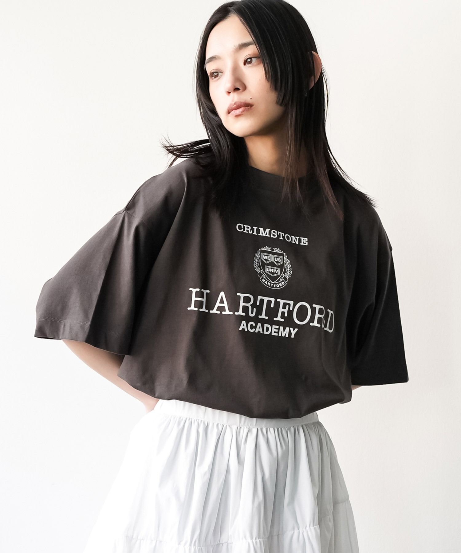 半袖カレッジプリントTシャツ カレッジフォントプリントT スポーツ