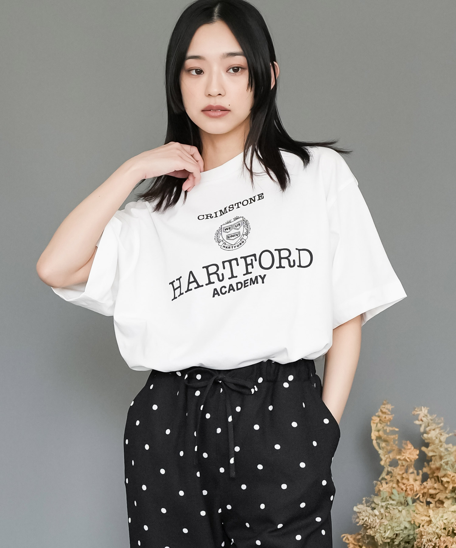 mili an deni（ミリアンデニ） 半袖カレッジプリントTシャツ カレッジ