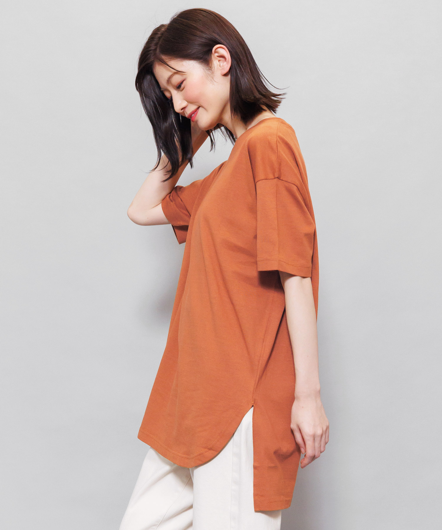 サイドスリット裾ラウンドTシャツ (郵1)｜mili｜04