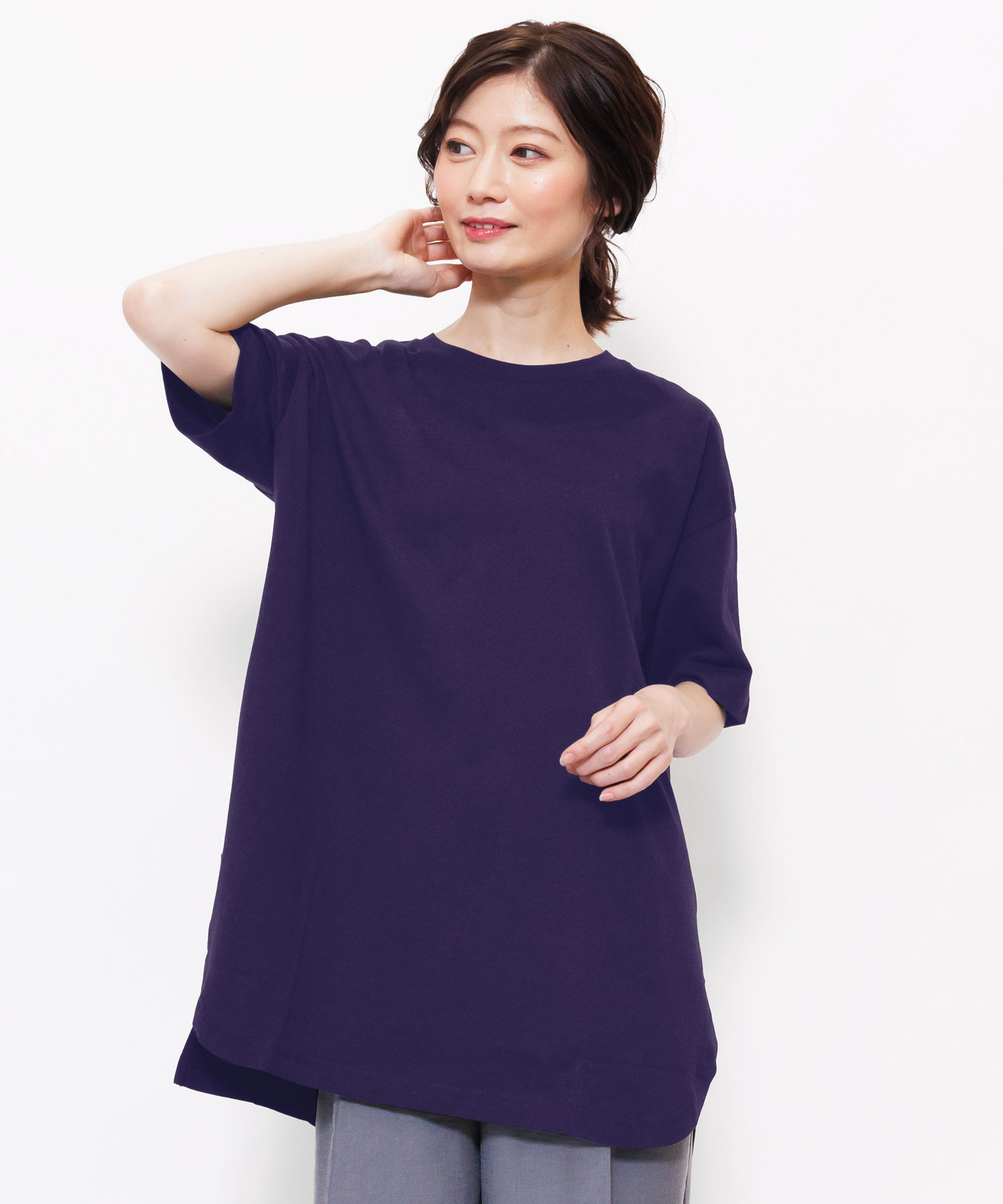 サイドスリット裾ラウンドTシャツ (郵1)｜mili｜07