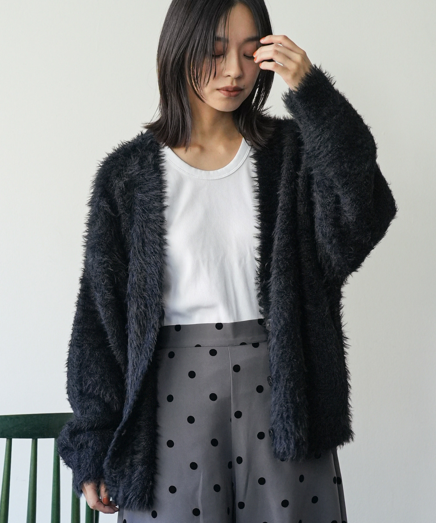 フェザーニットオーバーカーディガン フェザーニットカーディガン