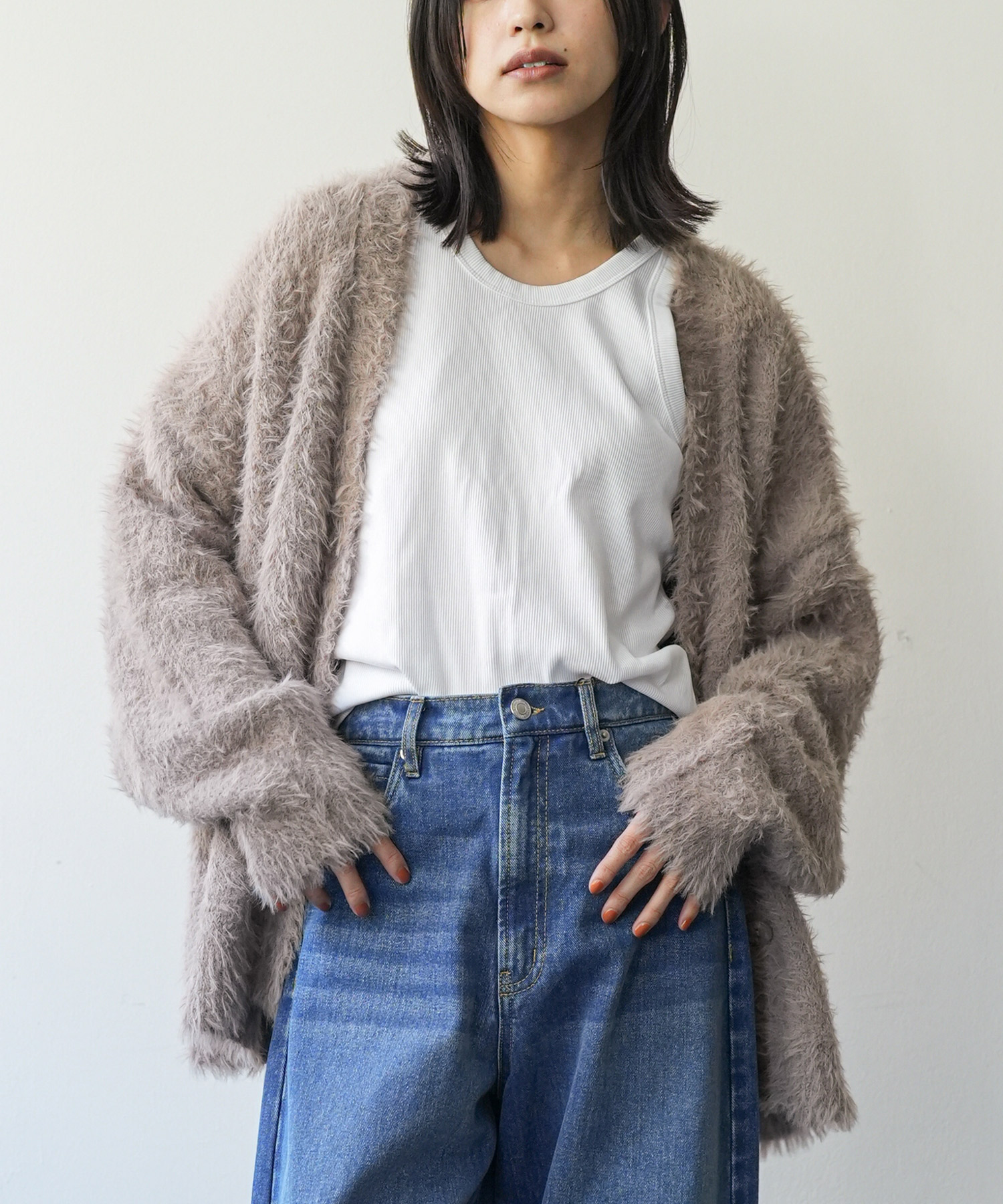 フェザーニットオーバーカーディガン フェザーニットカーディガン