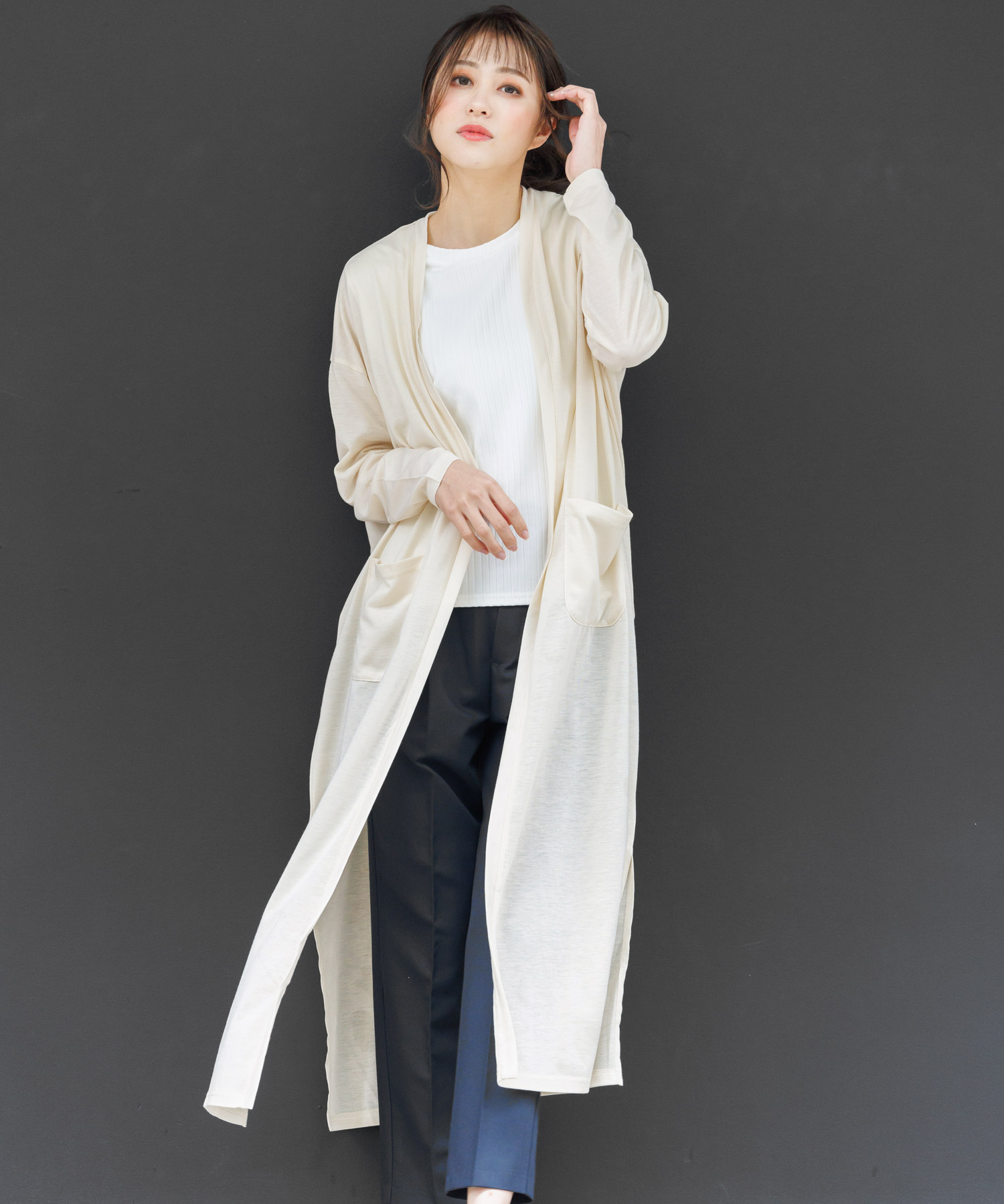 レディース トップス UV加工 紫外線カット マキシカーディガン レディース トップス UV加工 紫外線カット マキシカーディガン