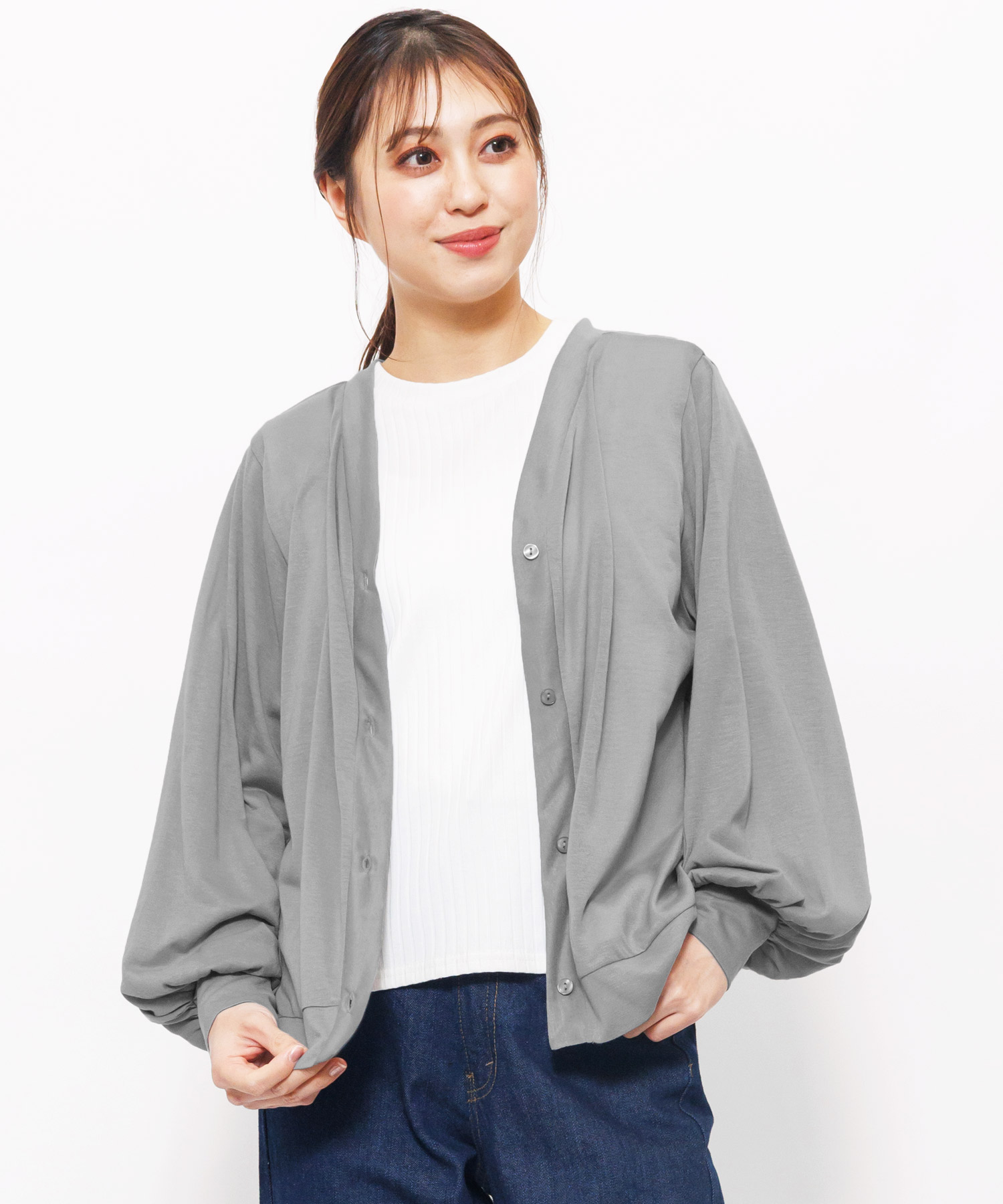 UVパフスリーブカーディガン レディース  トップス UV加工 紫外線対策 (郵2) ポイント消化 | mili an deni | 09