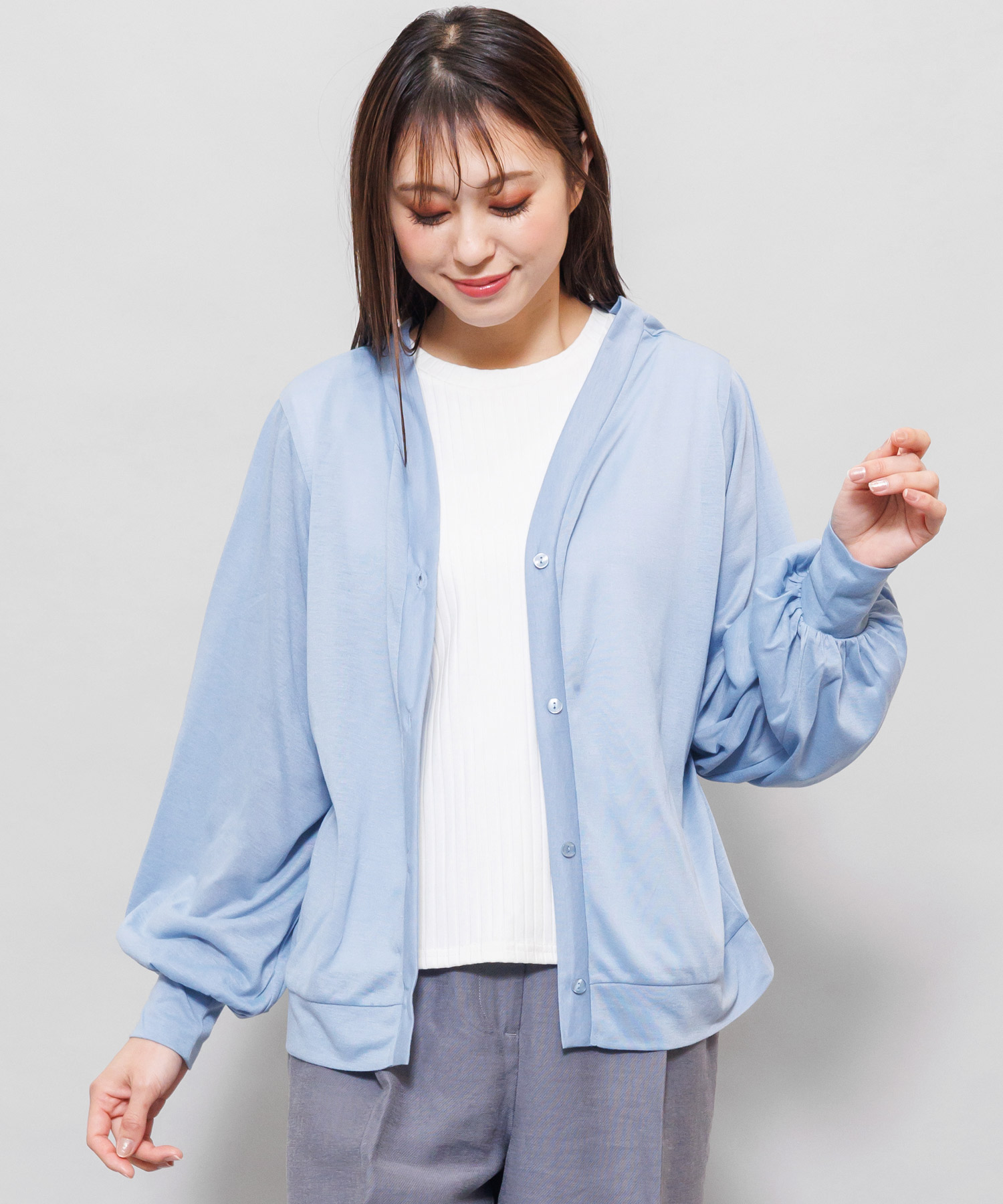 UVパフスリーブカーディガン レディース  トップス UV加工 紫外線対策 (郵2) ポイント消化 | mili an deni | 16