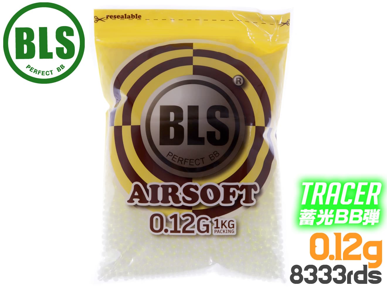 BLS-T-012G1KG BLS トレーサーBB弾 0.12g 8333発(1kg) :BLS-T-012G1KG:MILITARY BASE -  通販 - Yahoo!ショッピング