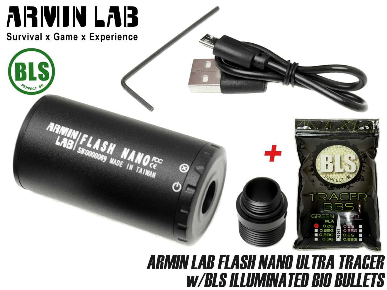 H2845B-001 ARMIN LAB FLASH NANO UVトレーサー + BLS トレーサーBB弾