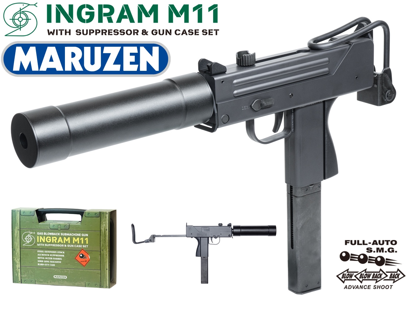 H9718BS マルゼン M11 イングラム GBB用 ショートマガジン 24連