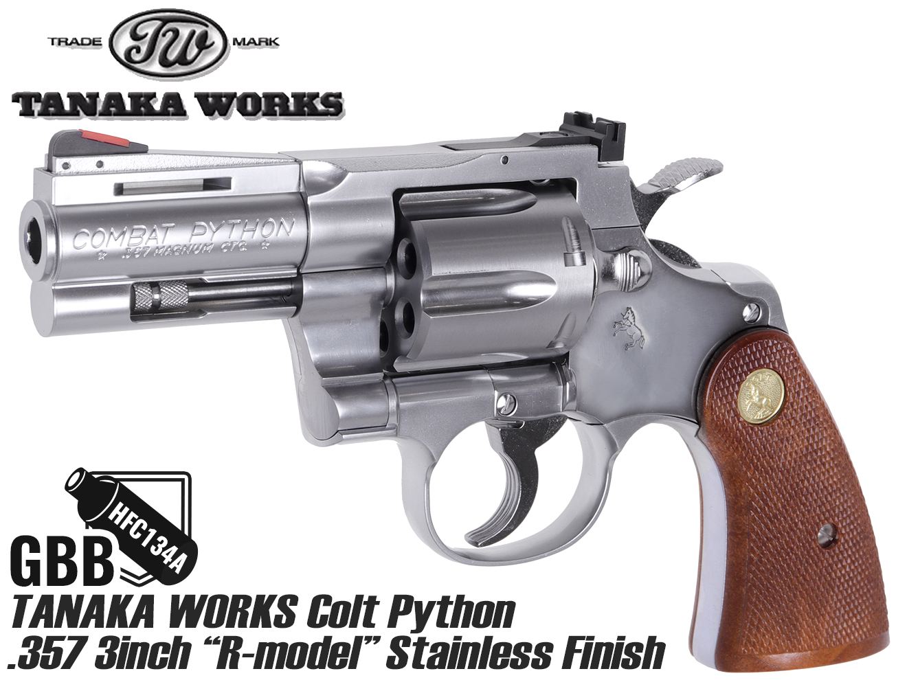 タナカCOLT Python 357 ガスガン 4㌅ ステンレスRモデル ABS TNK-P.357SF4 タナカワークス ガスガン COLT パイソン .357 4