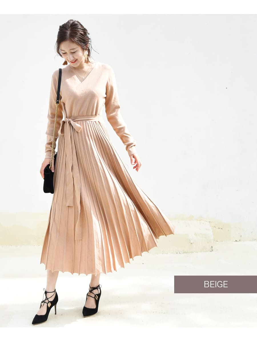 SALE 授乳服 マタニティ アビー・カシュクールニットワンピース あて布タイプ カシュクール ワンピース お宮参り フォーマル | Milk tea | 14