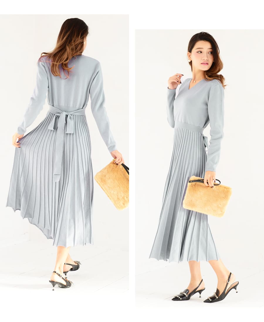 SALE 授乳服 マタニティ アビー・カシュクールニットワンピース あて布タイプ カシュクール ワンピース お宮参り フォーマル | Milk tea | 17