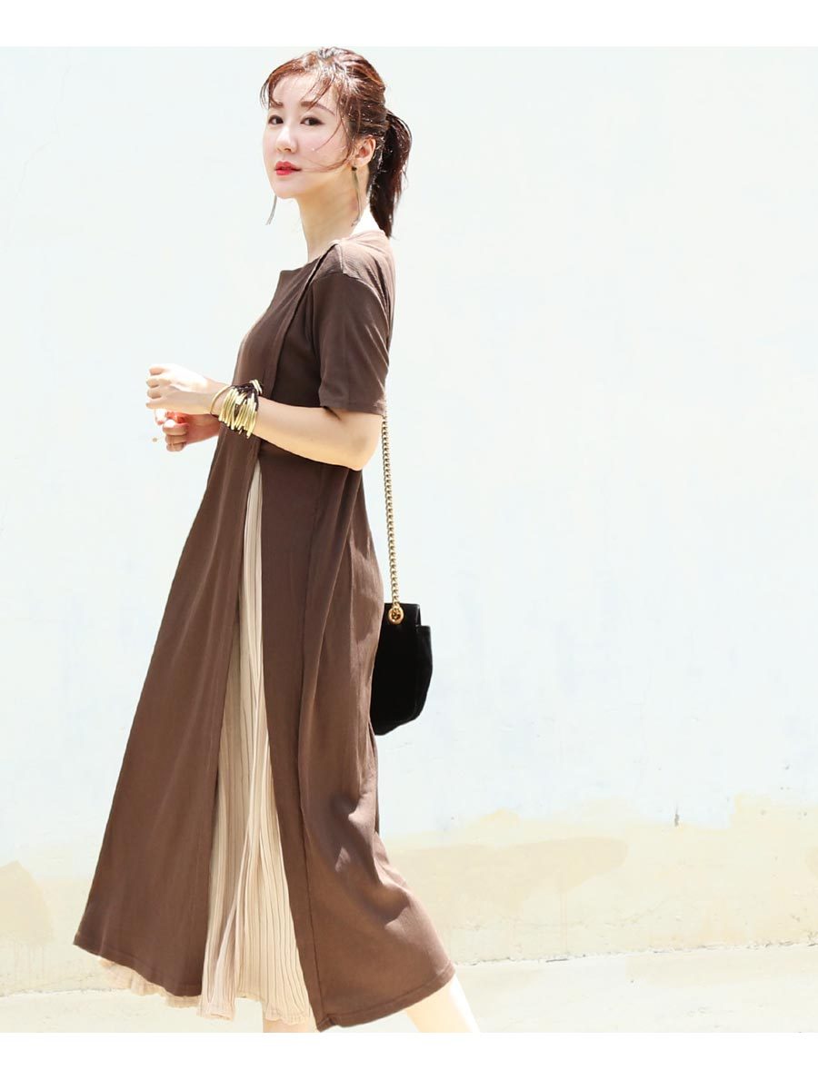 Milk tea マタニティ 服 授乳服 ロッティサイドプリーツ