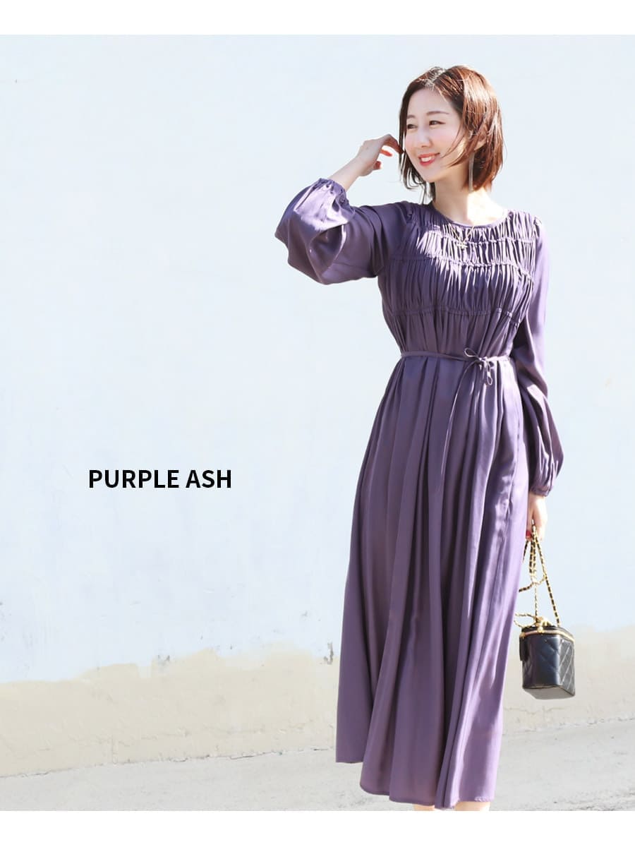 Milk tea マタニティ 服 授乳服 ルナ・胸シャーリングワンピース